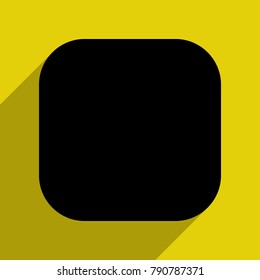 Stop icon illustration. Player navigation button. Vector. Flat black icon with with semitransparent shadow on citrine background.