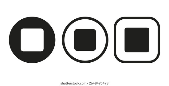 Stop icon illustration: square button graphic