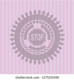 stop icon inside badge with pink background