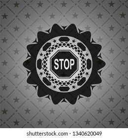 stop icon inside black emblem. Vintage.