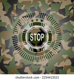 Stoppsymbol in Tarnstruktur. 