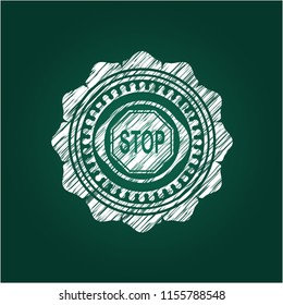 stop icon inside chalk emblem