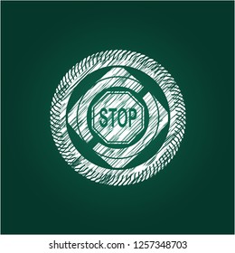 stop icon inside chalk emblem