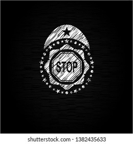 stop icon inside chalk emblem