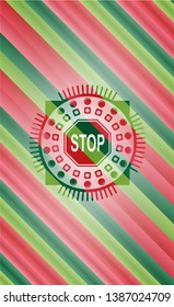 stop icon inside christmas badge.