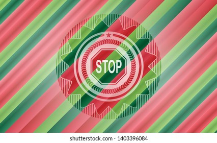 stop icon inside christmas style badge..