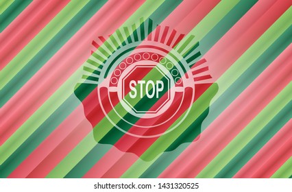 stop icon inside christmas style badge..