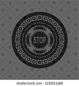 stop icon inside dark badge or emblem