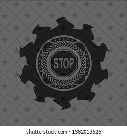 stop icon inside dark badge or emblem