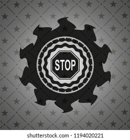stop icon inside dark emblem