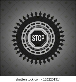 stop icon inside dark emblem