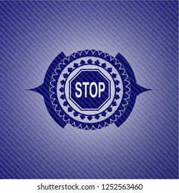 stop icon inside emblem with jean high quality background