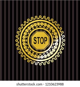 stop icon inside gold badge