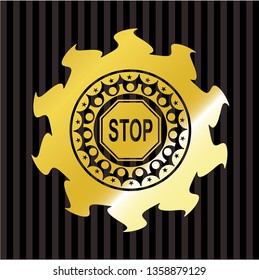 stop icon inside gold badge
