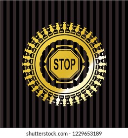 stop icon inside golden badge
