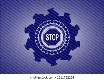 stop icon inside jean background