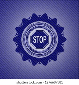 stop icon inside jean background