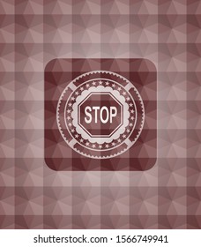 stop icon inside red geometric badge. Seamless.