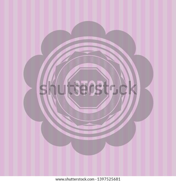 stop icon inside retro pink\
emblem