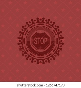 stop icon inside retro red emblem