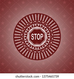 stop icon inside retro style red emblem
