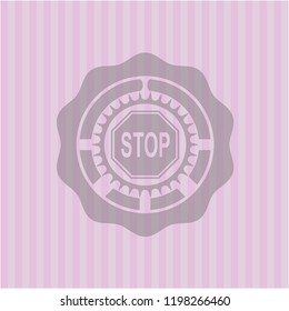 stop icon inside vintage pink emblem