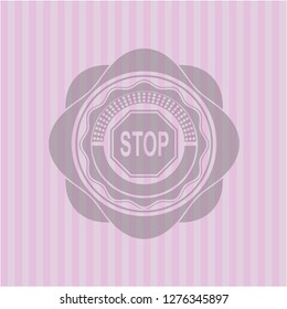 stop icon inside vintage pink emblem