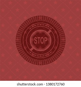stop icon inside vintage red emblem