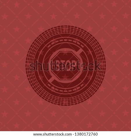 stop icon inside vintage red emblem