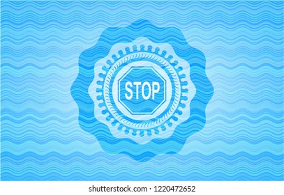 stop icon inside water representation badge background.