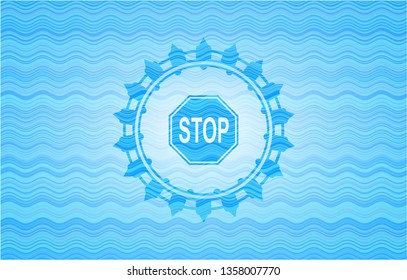 stop icon inside water representation badge.
