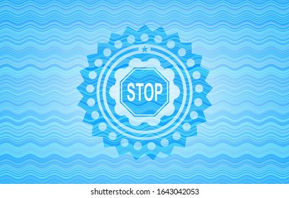 stop icon inside water wave badge.