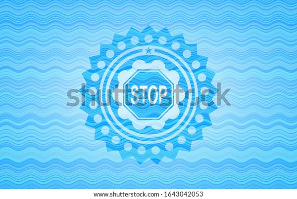stop icon inside water wave\
badge.
