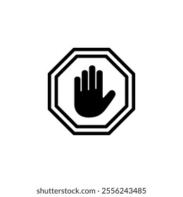 Stop icon logo design. stop road sign. hand stop sign and symbol. Do not enter stop red sign with hand