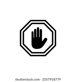 Stop icon logo design. stop road sign. hand stop sign and symbol. Do not enter stop red sign with hand