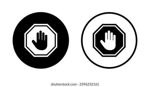 Stop icon logo design. stop road sign. hand stop sign and symbol. Do not enter stop red sign with hand