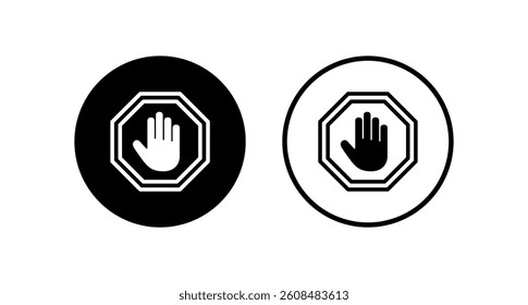 Stop icon logo design. stop road sign. hand stop sign and symbol. Do not enter stop red sign with hand