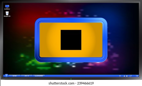 Stop icon. Media player on the screen monitor. Made vector illustration