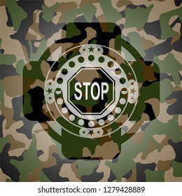 stop icon on camo texture