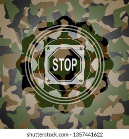 stop icon on camo texture