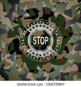 stop icon on camo texture