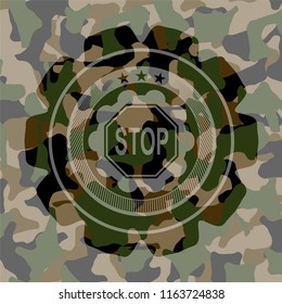 stop icon on camouflage texture