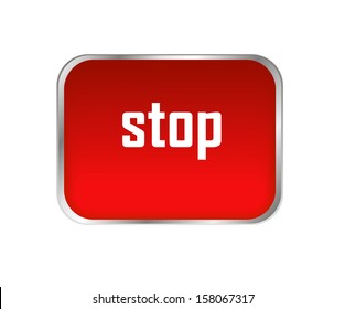 Stop icon on glossy red  button