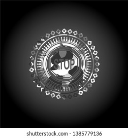 stop icon on grey camouflage texture