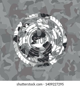 stop icon on grey camouflaged pattern