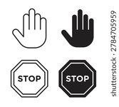 Stop icon on white background. Editable stroke and clipart icons