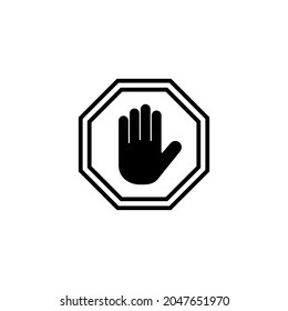 Stoppen Sie das Symbol. Stoppschild. Handstoppzeichen und -symbol. Geben Sie kein rotes Stoppschild mit der Hand ein