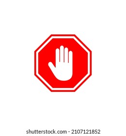 Stop icon. stop road sign. hand stop sign and symbol. Do not enter stop red sign with hand