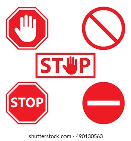 Stop Icon Set Stock Vector (Royalty Free) 490130563 | Shutterstock