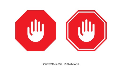Stop icon set. flat illustration of vector icon on white background